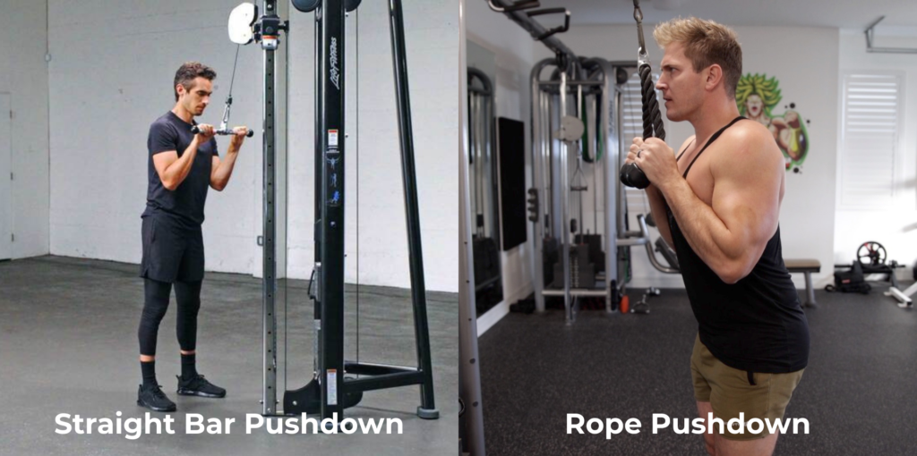 straight bar vs rope tricep pushdown